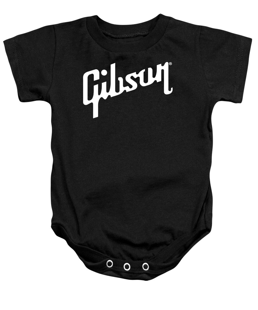 Gibson Logo Baby Onesie featuring the digital art Gibson Logo white by Oryza Nosativa