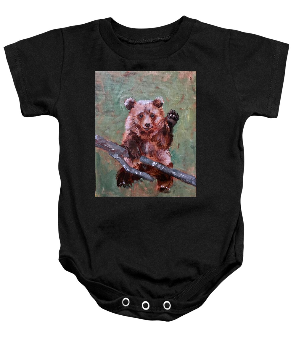Animals Baby Onesie featuring the painting Gimme Five by Sofanya White