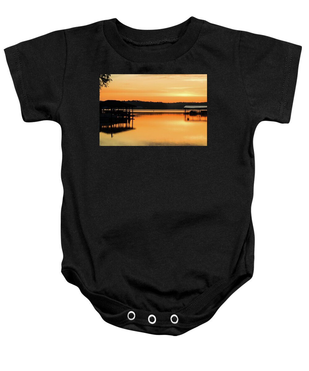 Lake Baby Onesie featuring the photograph Gold Be The Morning by Ed Williams