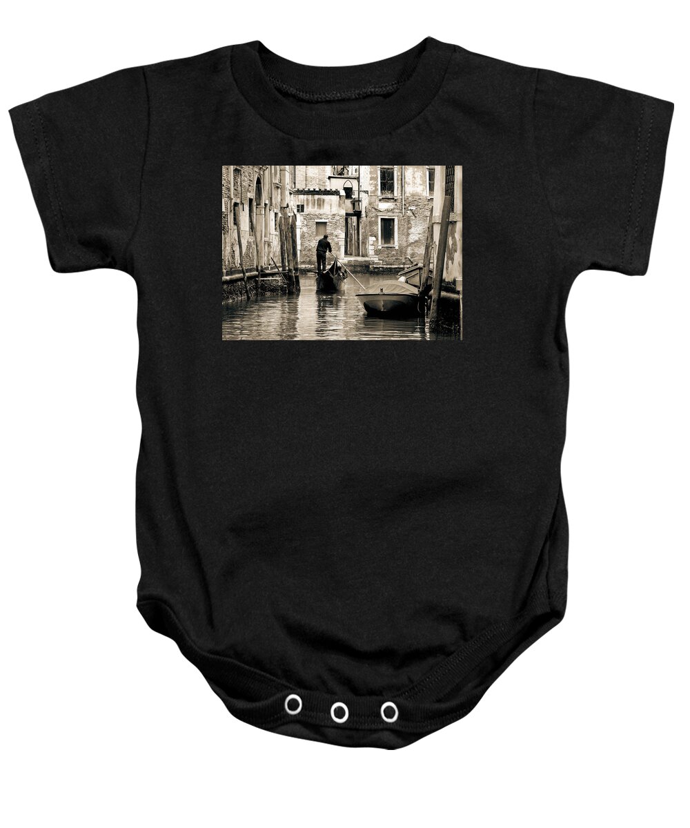 Venice Baby Onesie featuring the photograph Gondolier by Eyes Of CC