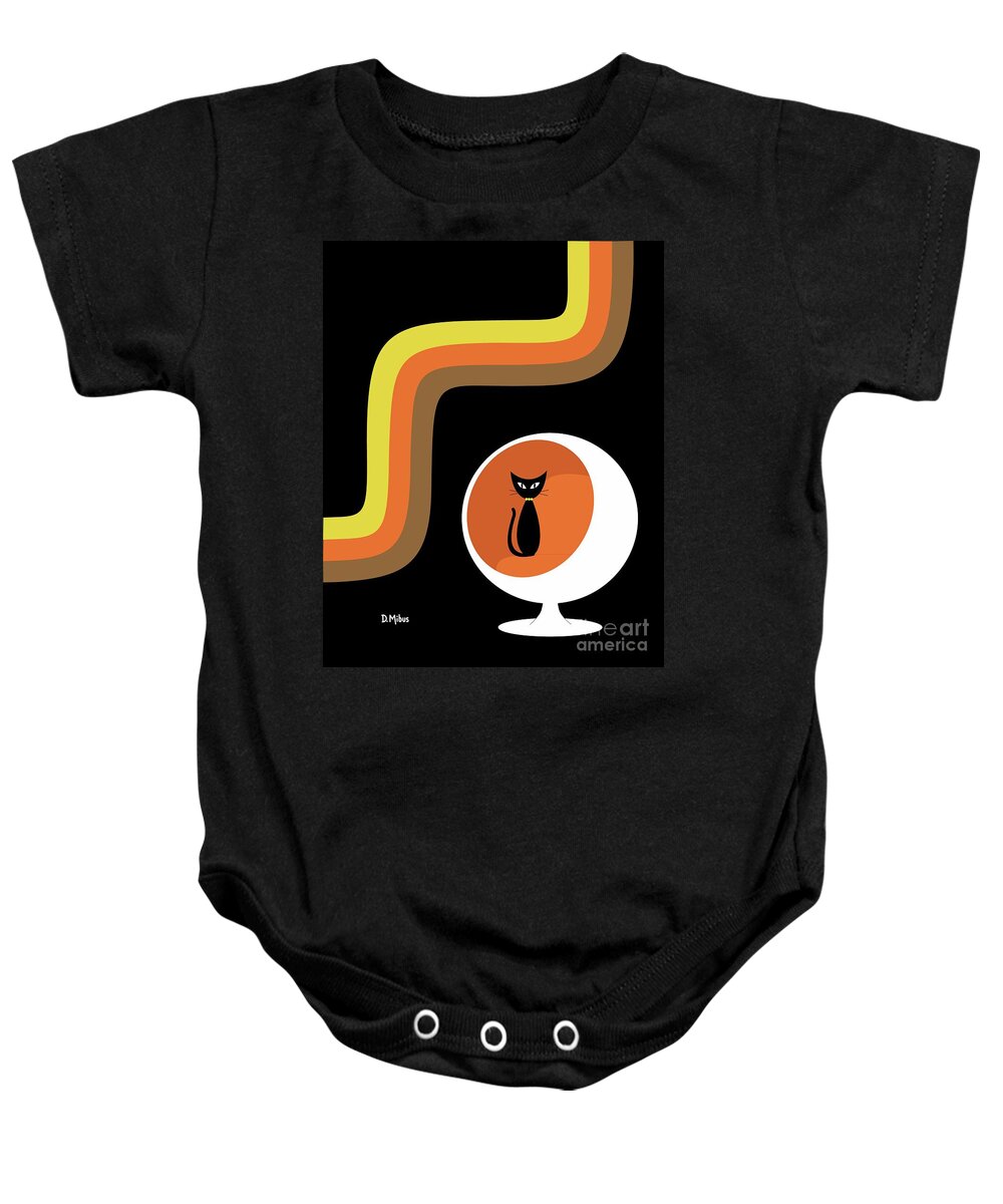 70s Baby Onesie featuring the digital art Groovy Stripes I by Donna Mibus