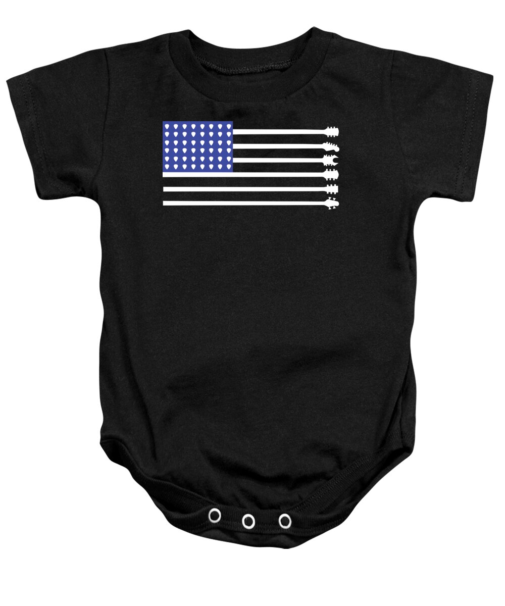 Music Baby Onesie featuring the digital art Guitar Flag by Jacob Zelazny