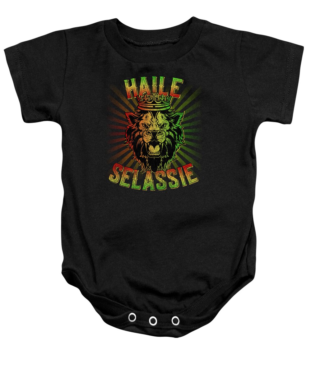 Cool Baby Onesie featuring the digital art Haile Selassie Jah Rastafari by Flippin Sweet Gear