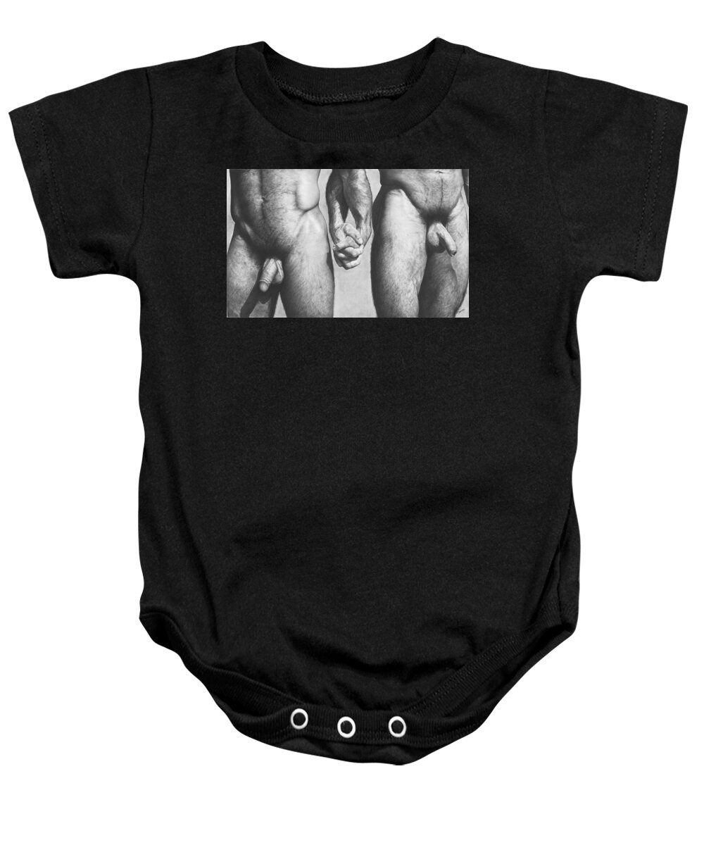 Gay Baby Onesie featuring the drawing Hand in Hand by Maciel Cantelmo