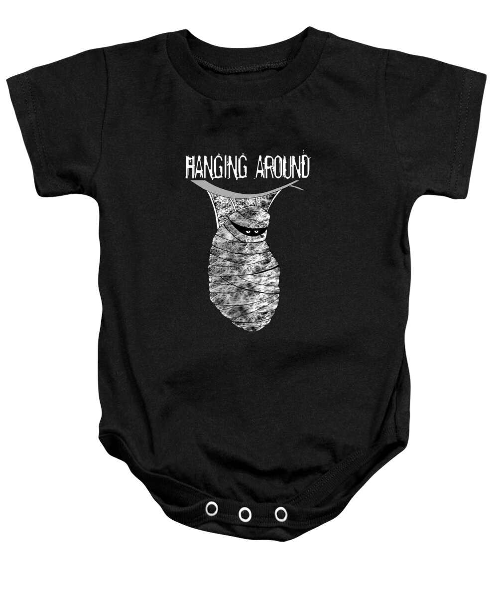 Patience Baby Onesie featuring the mixed media Hanging Around by Andrew Hitchen