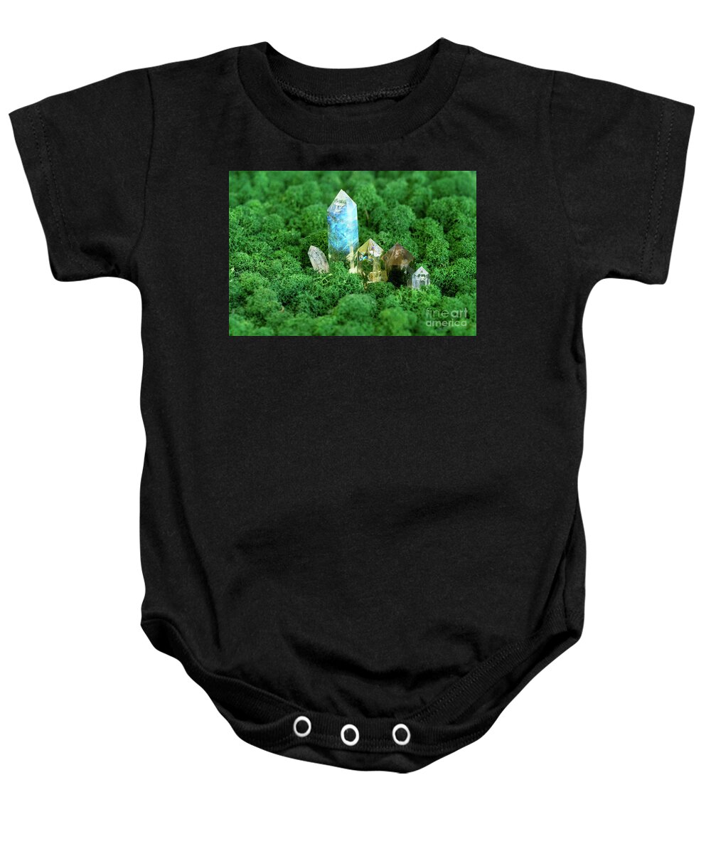 Aura Baby Onesie featuring the photograph Healing Crystals Stones by Anastasy Yarmolovich