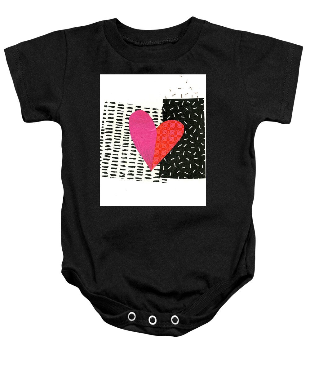 Abstract Art Baby Onesie featuring the painting Heart Collage #58 by Jane Davies