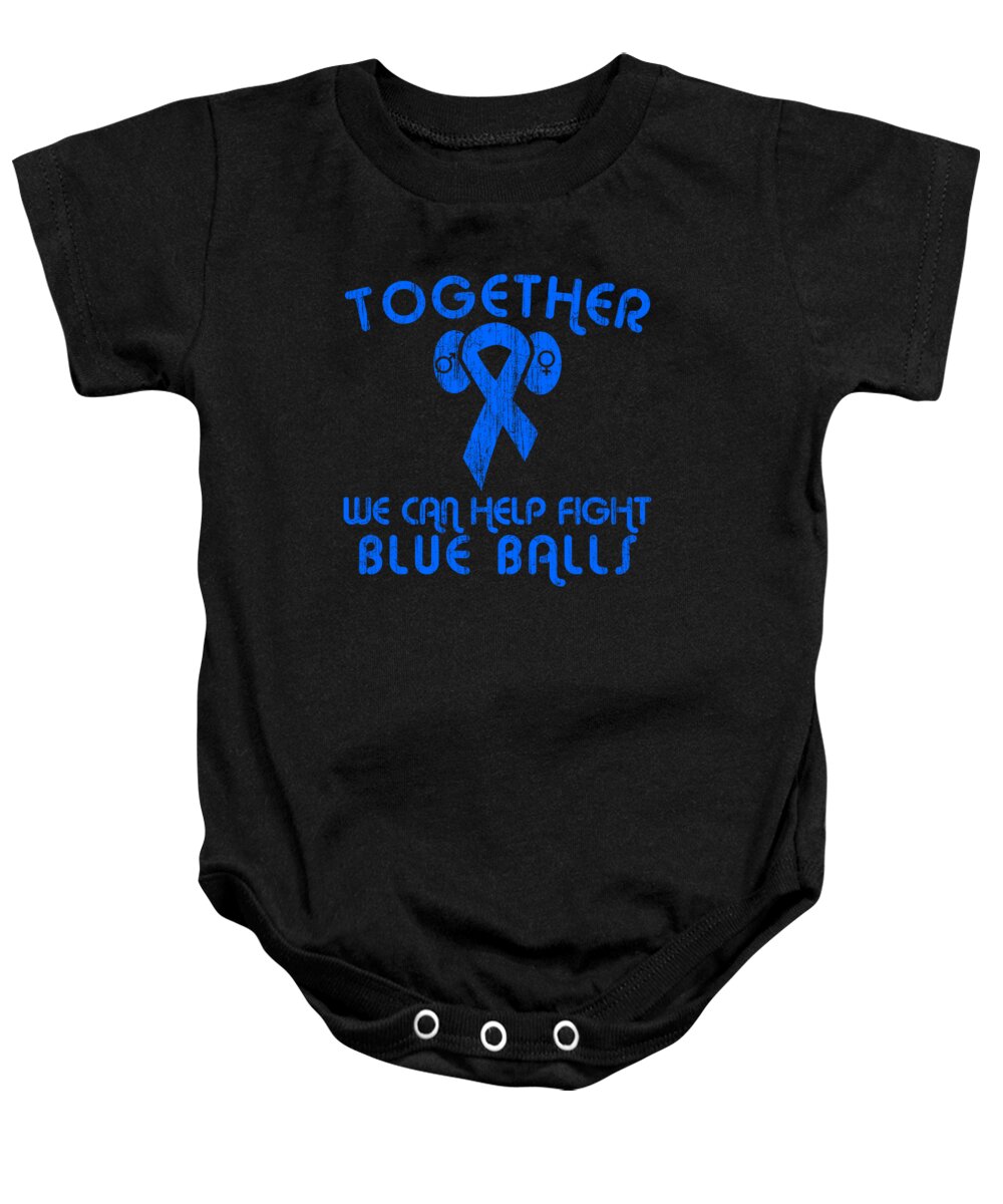 Sarcastic Baby Onesie featuring the digital art Help Fight Blue Balls by Flippin Sweet Gear