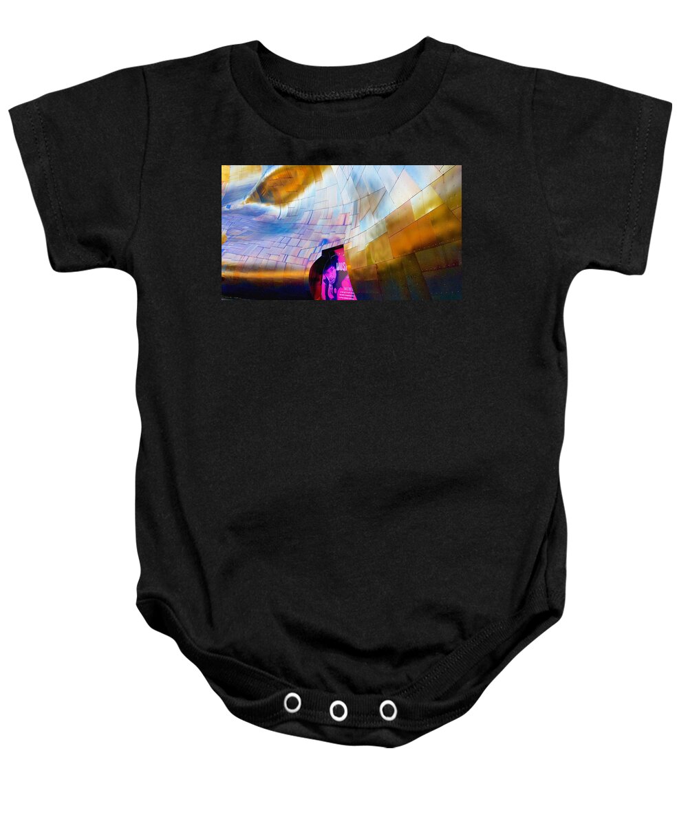 Jimi Hendrix Baby Onesie featuring the photograph Hendrix MoPOP Abstract by Jerry Abbott