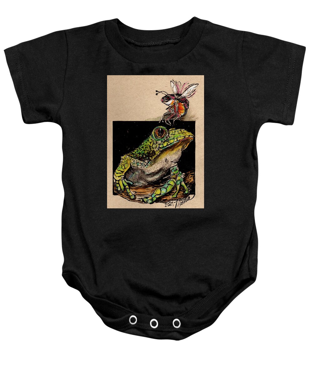 Bug Baby Onesie featuring the drawing Hold it Right There by Marnie Clark