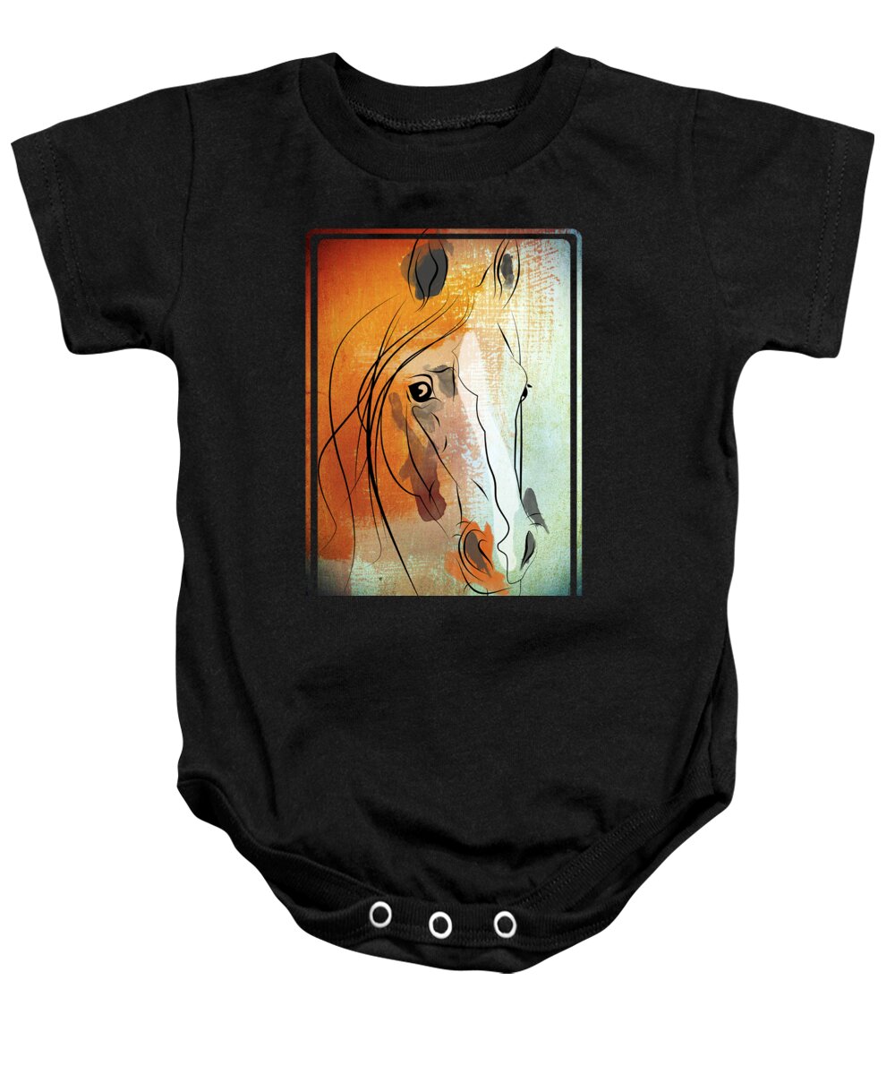  Horse Painting Baby Onesie featuring the digital art Horse 3 by Mark Ashkenazi
