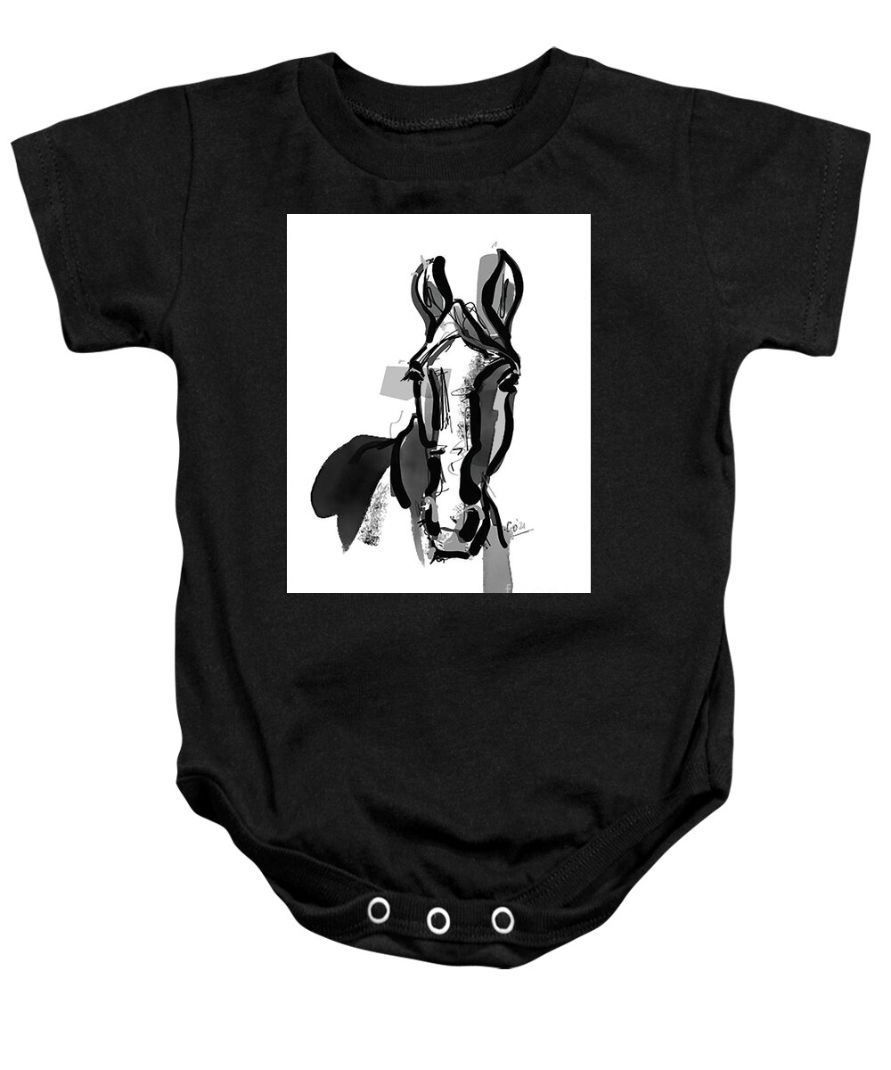 Horse Portrait Baby Onesie featuring the painting Horse portret by Go Van Kampen