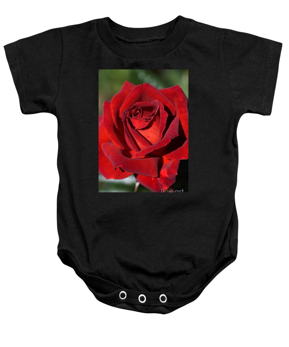 Bubbleblue Baby Onesie featuring the photograph Hot Chocolate Rose by Joy Watson