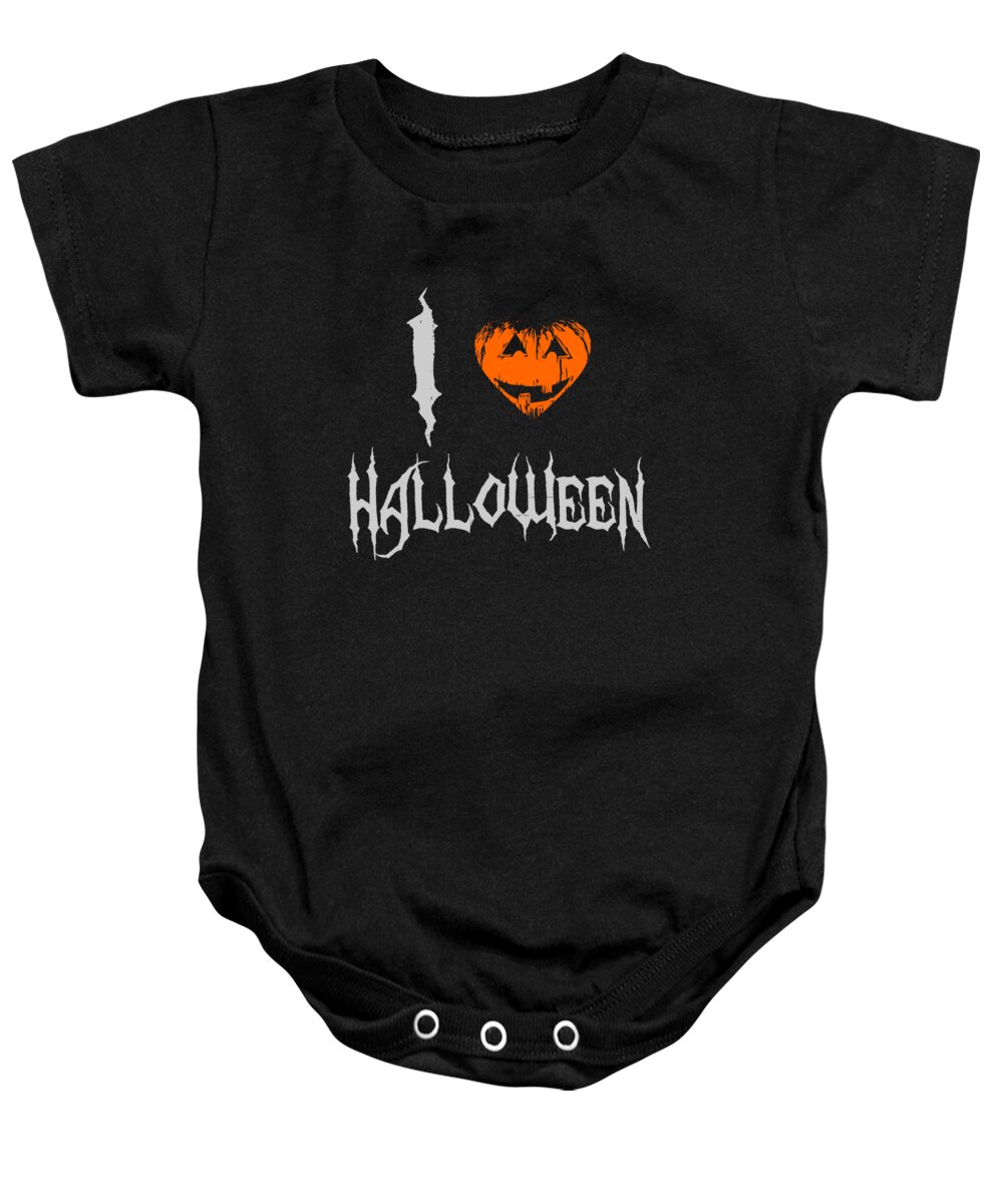 Funny Baby Onesie featuring the digital art I Love Halloween by Flippin Sweet Gear