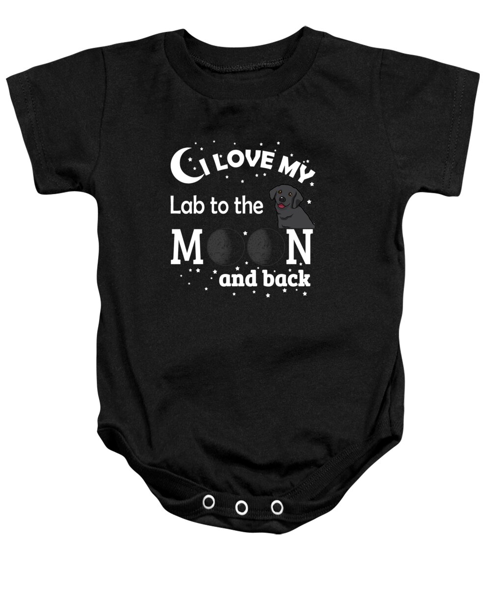 Labrador Retriever Pillow Baby Onesie featuring the digital art I Love My Lab To The Moon And Back by Jacob Zelazny