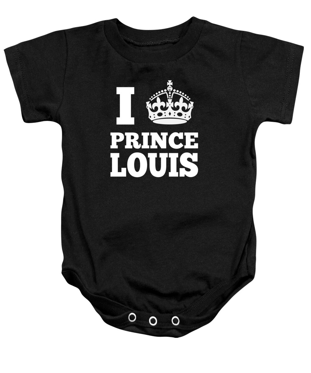 Funny Baby Onesie featuring the digital art I Love Prince Louis by Flippin Sweet Gear