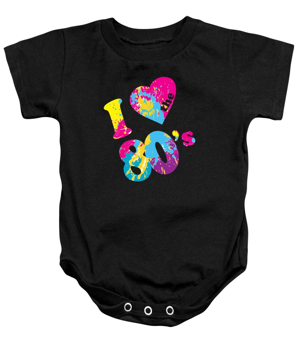 Retro Baby Onesie featuring the digital art I Love the 80s by Flippin Sweet Gear