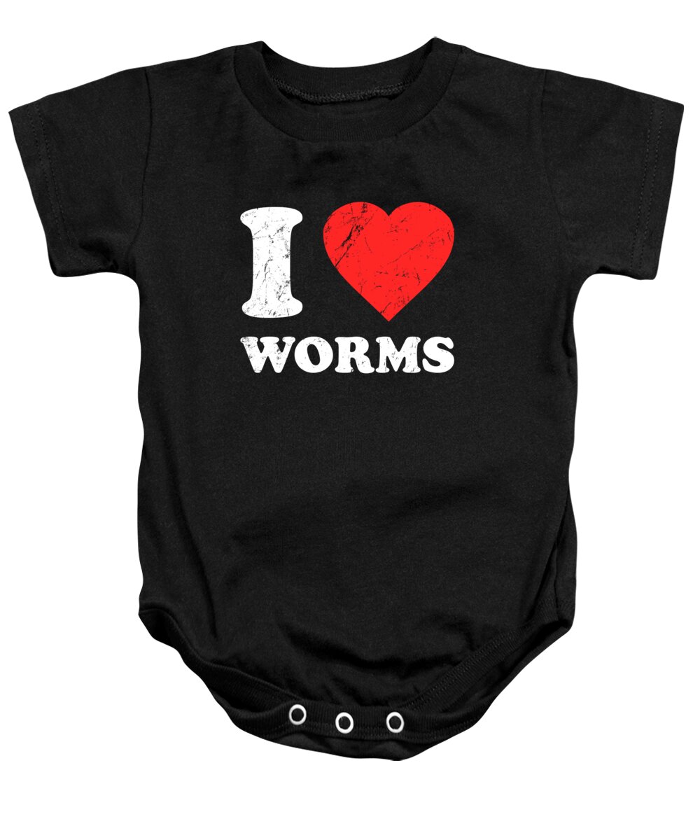 Funny Baby Onesie featuring the digital art I Love Worms by Flippin Sweet Gear