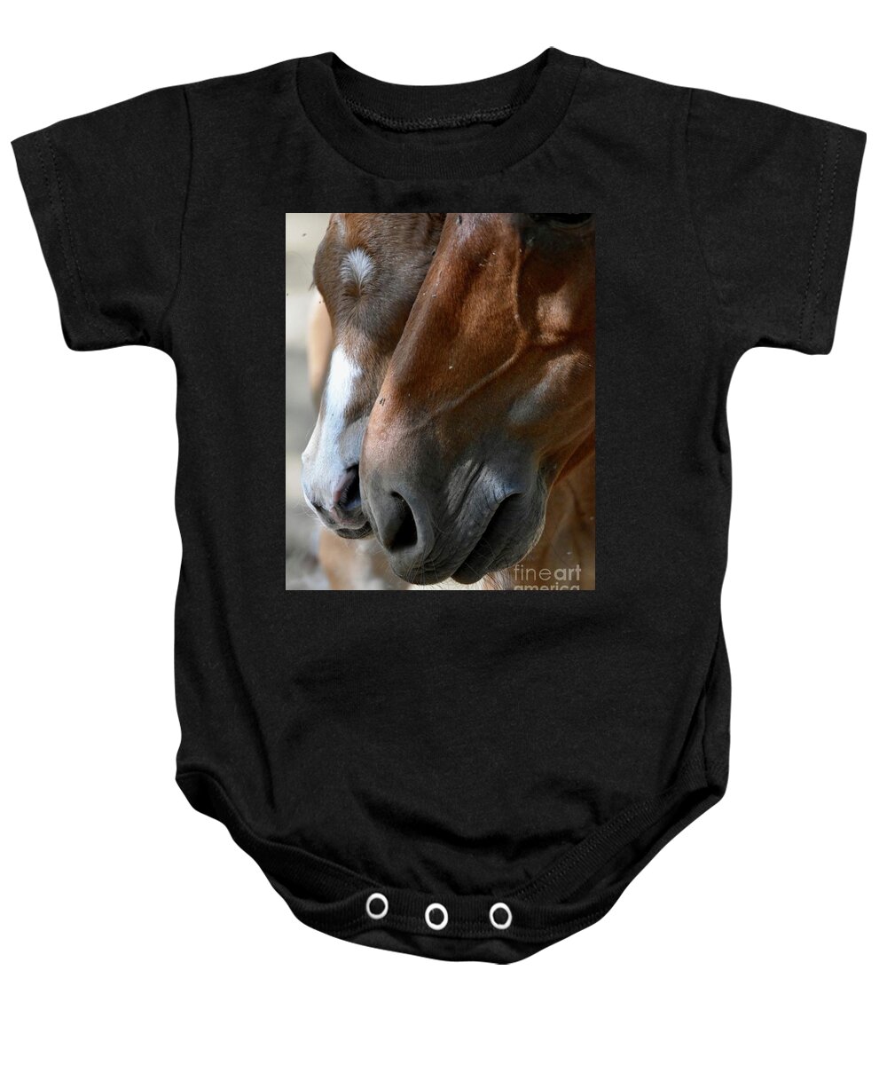 Salt River Wild Horses Baby Onesie featuring the digital art I Love You Mommy by Tammy Keyes