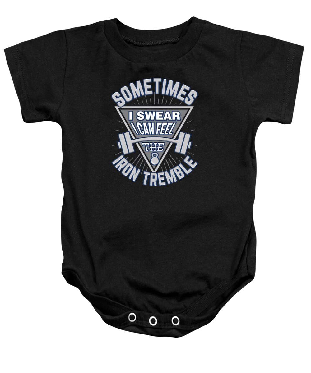 Gym Baby Onesie featuring the digital art I Swear I Can Feel The Iron Tremble by Jacob Zelazny