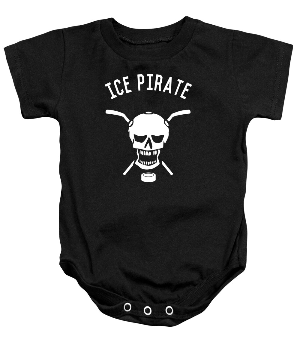 Ice Baby Onesie featuring the digital art Ice Pirate Hockey by Flippin Sweet Gear
