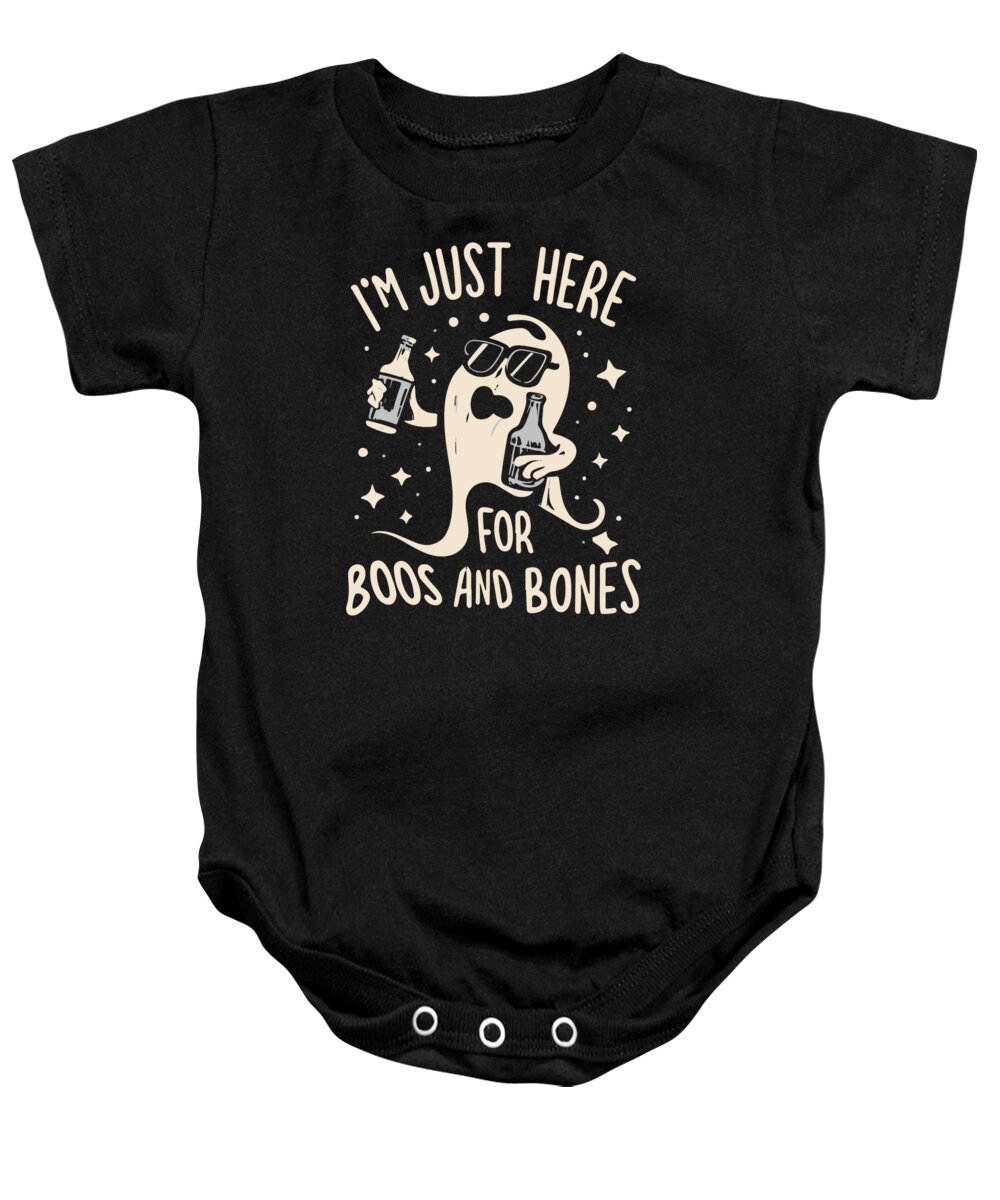 Halloween Baby Onesie featuring the digital art Im Just Here For Boos and Bones by Flippin Sweet Gear