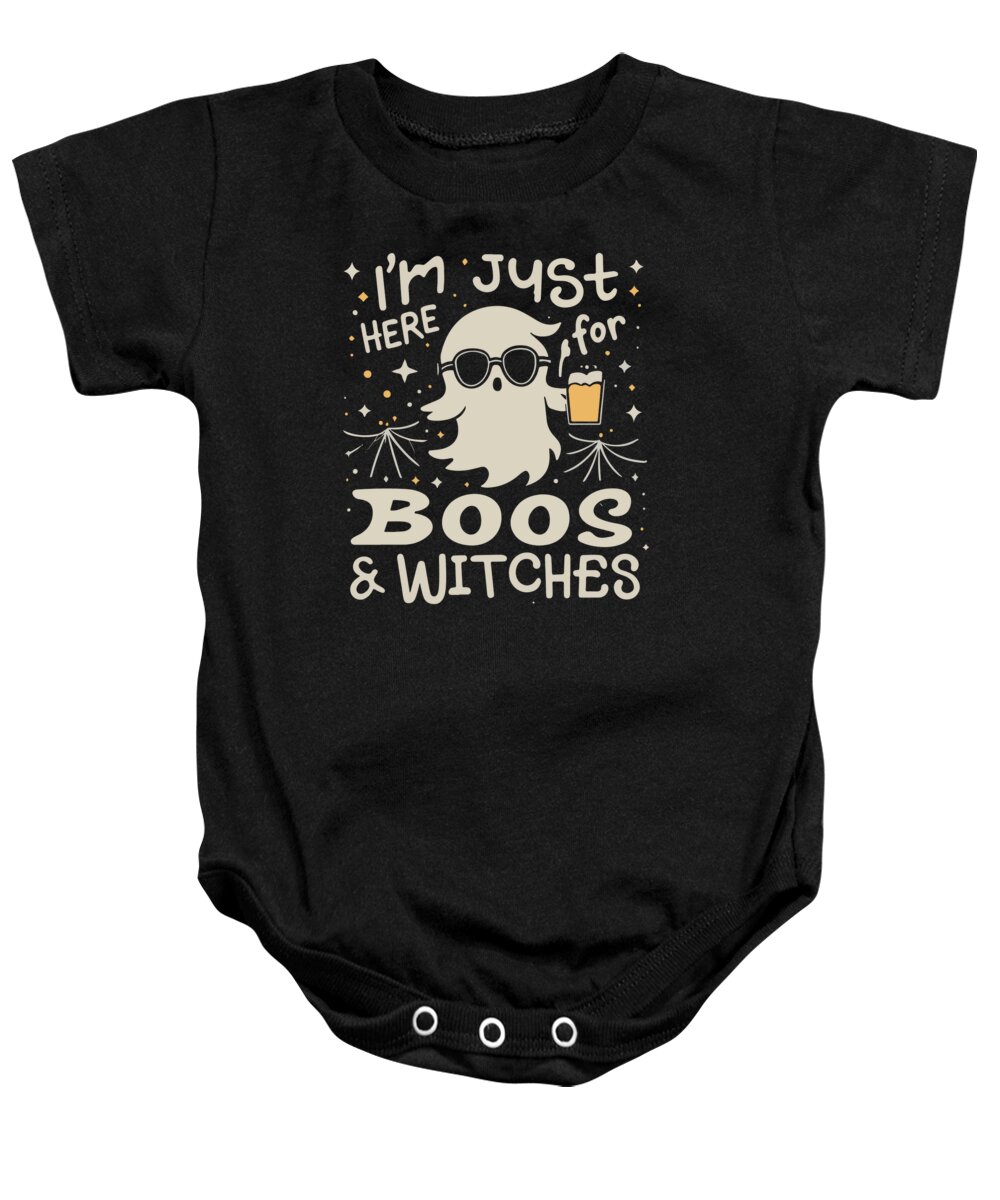 Halloween Baby Onesie featuring the digital art Im Just Here For Boos and Witches by Flippin Sweet Gear