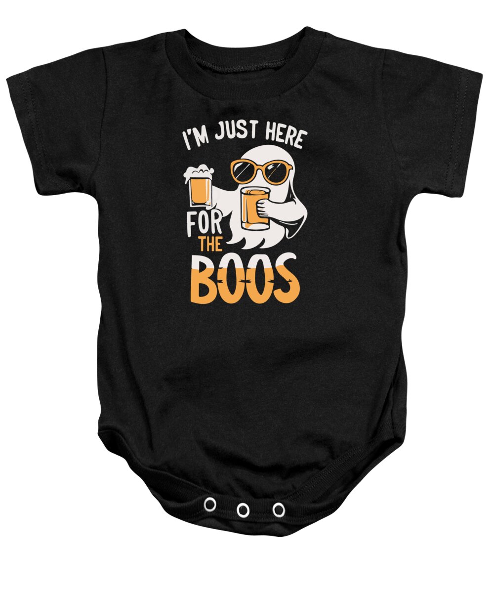 Halloween Baby Onesie featuring the digital art Im Just Here For the Boos Ghost by Flippin Sweet Gear