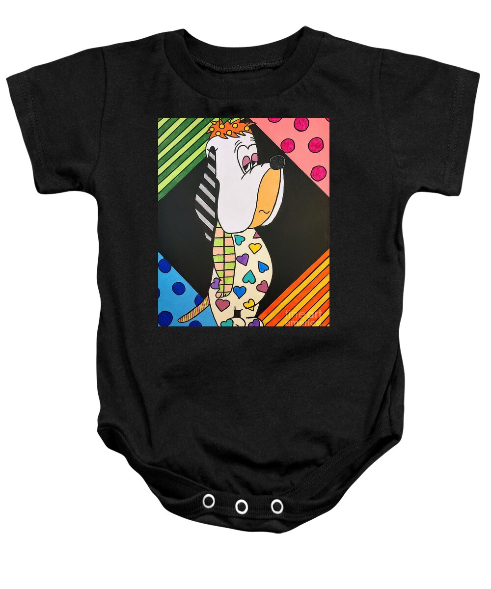 Droopy Baby Onesie featuring the painting I'm So Happy by Elena Pratt