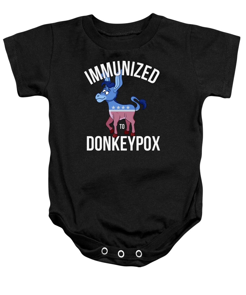 Donkeypox Baby Onesie featuring the digital art Immunized to Donkey Pox by Flippin Sweet Gear