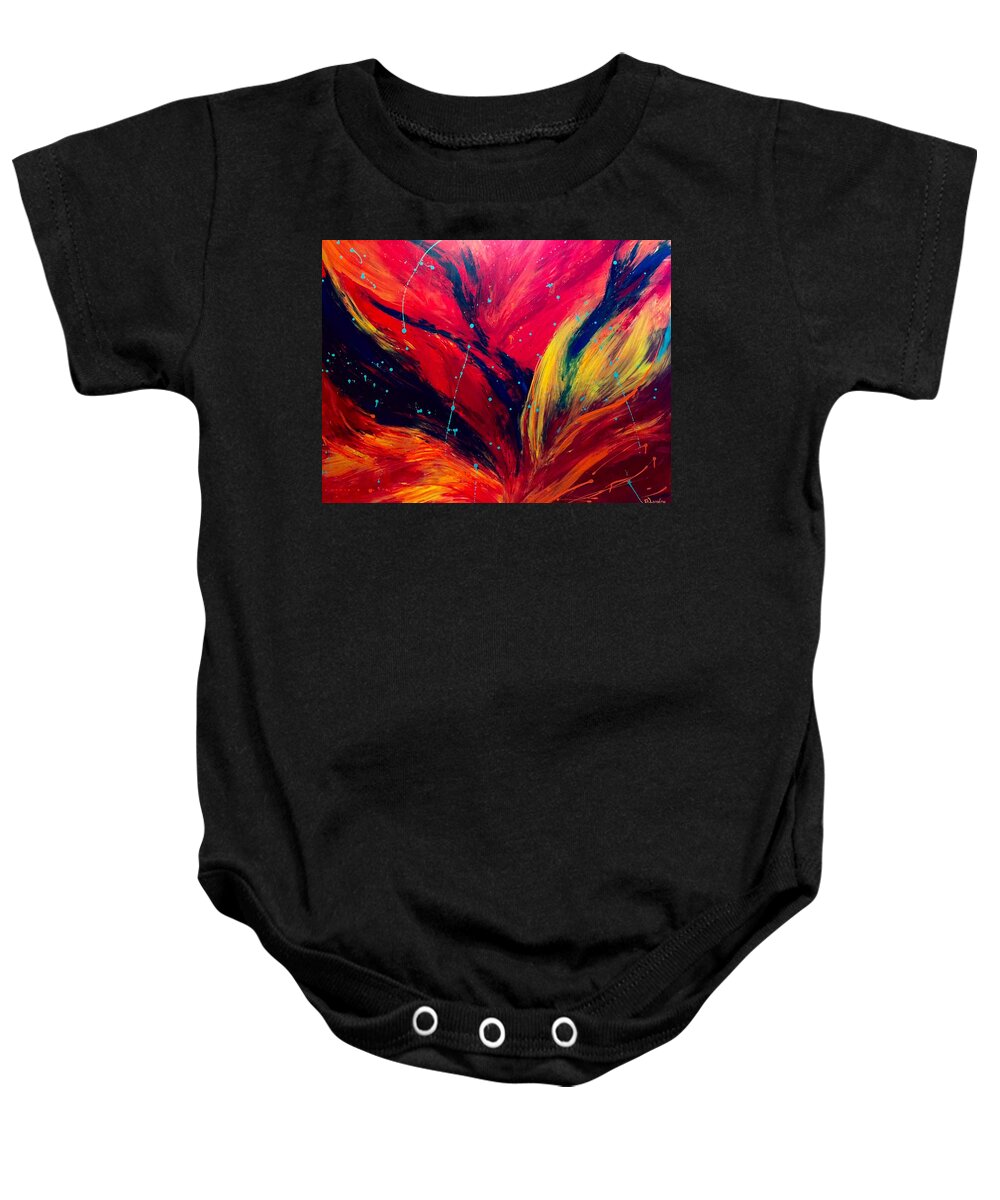 Flames Baby Onesie featuring the painting Inferno by Barbara Landry