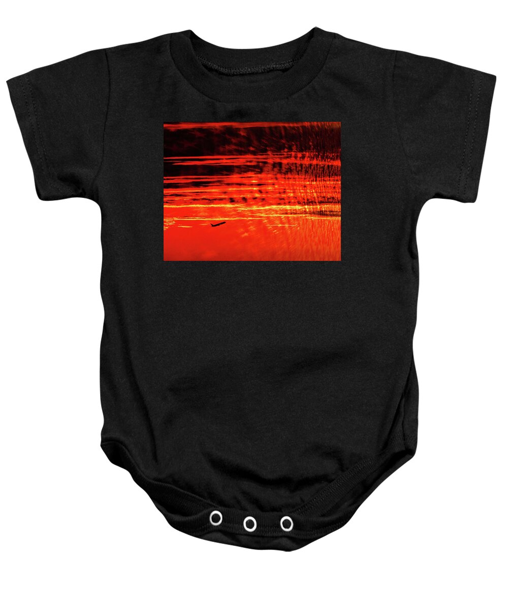 Silhouettes Baby Onesie featuring the photograph Into the Sunset by Alina Oswald