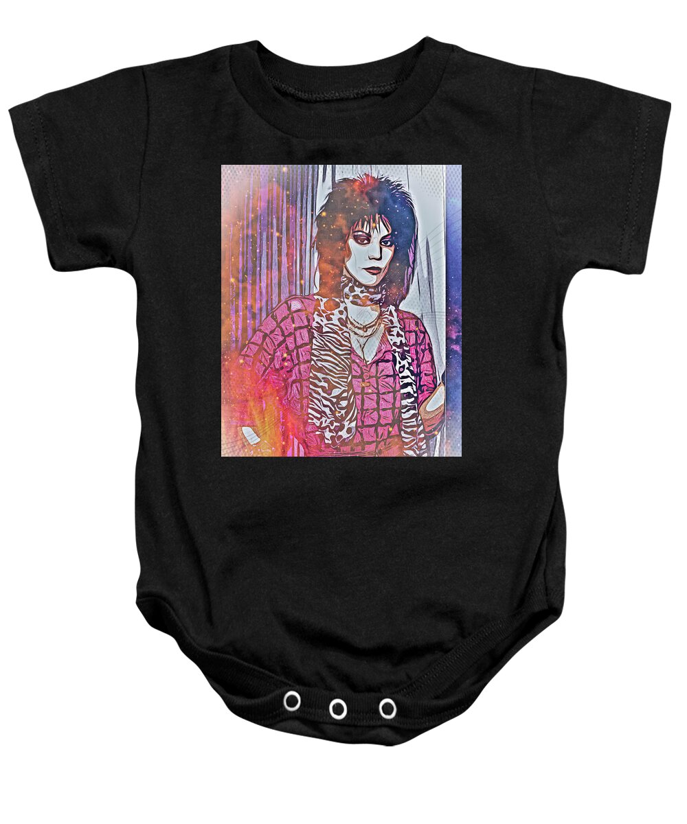 Joan Jett Baby Onesie featuring the digital art Joan of the Jungle by Christina Rick