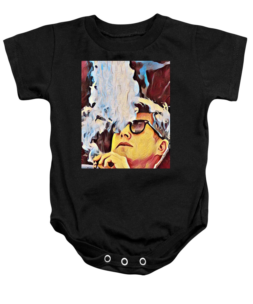 President Baby Onesie featuring the painting John F Kennedy Cigar and Sunglasses Painting 1 by Tony Rubino