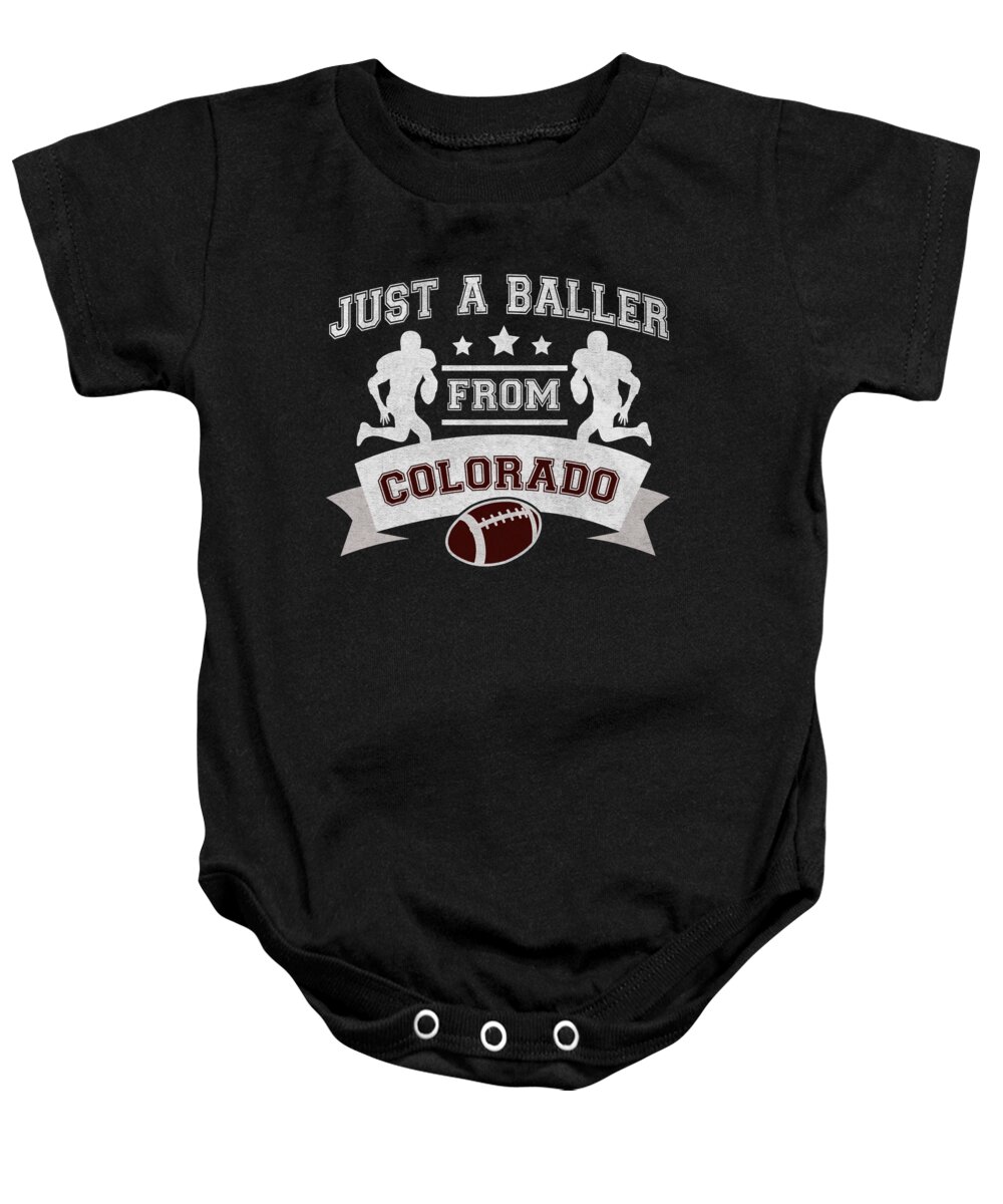 Colorado Football Baby Onesie featuring the digital art Just a Baller from Colorado Football Player by Jacob Zelazny