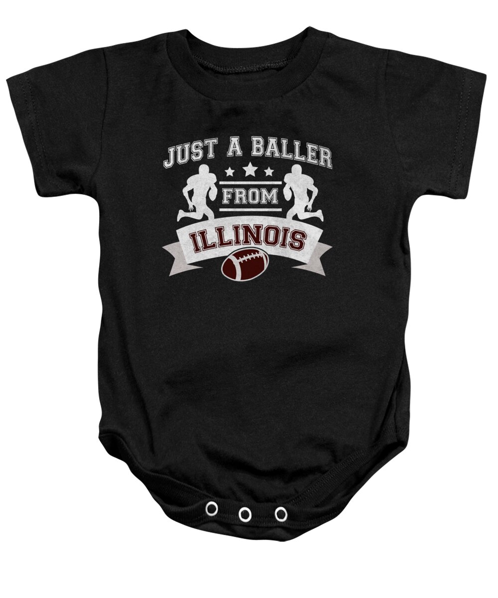Illinois Football Baby Onesie featuring the digital art Just a Baller from Illinois Football Player by Jacob Zelazny