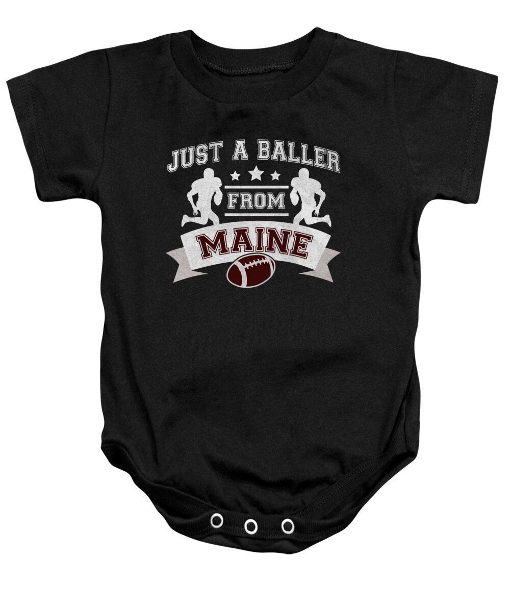 Maine Football Baby Onesie featuring the digital art Just a Baller from Maine Football Player by Jacob Zelazny