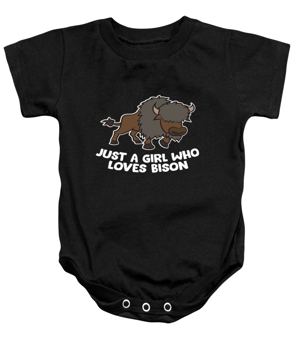 Bison Baby Onesie featuring the digital art Just A Girl Who Loves Bison by Tinh Tran Le Thanh
