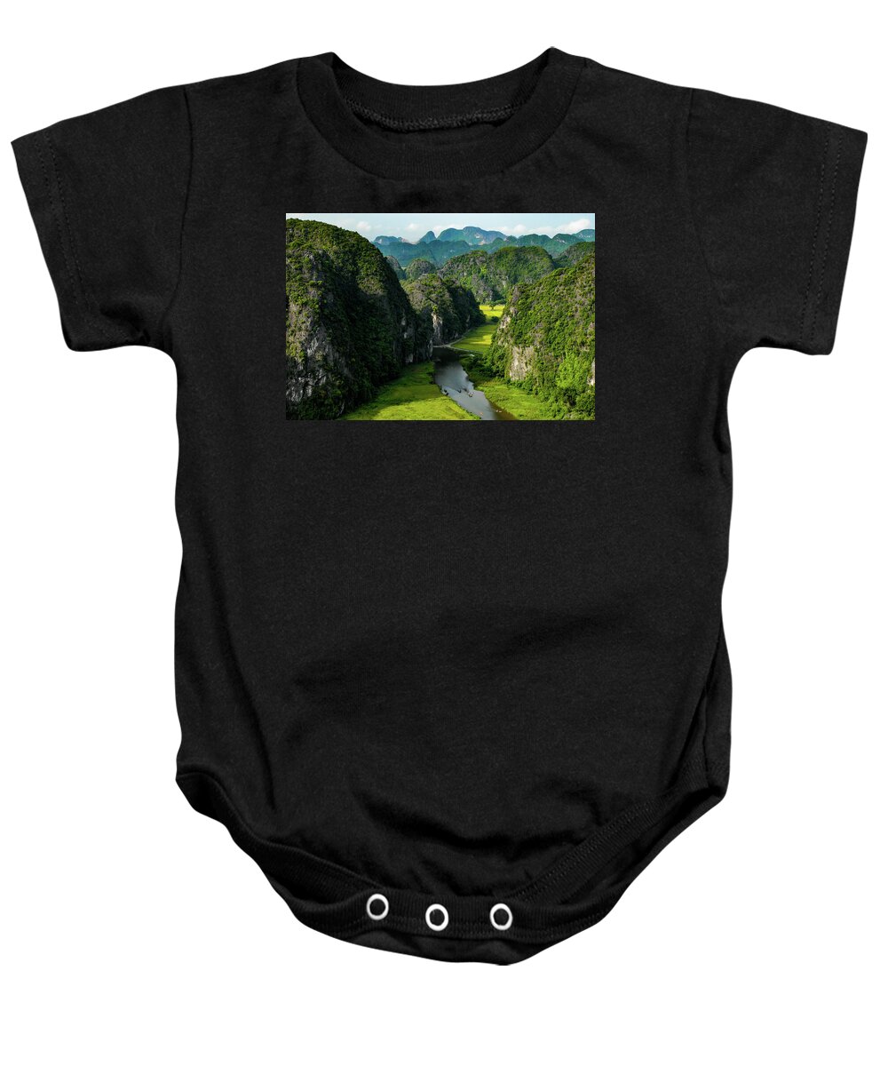 Ninh Binh Baby Onesie featuring the photograph The River Queens - Tam Coc, Ninh Binh Region. Vietnam by Earth And Spirit