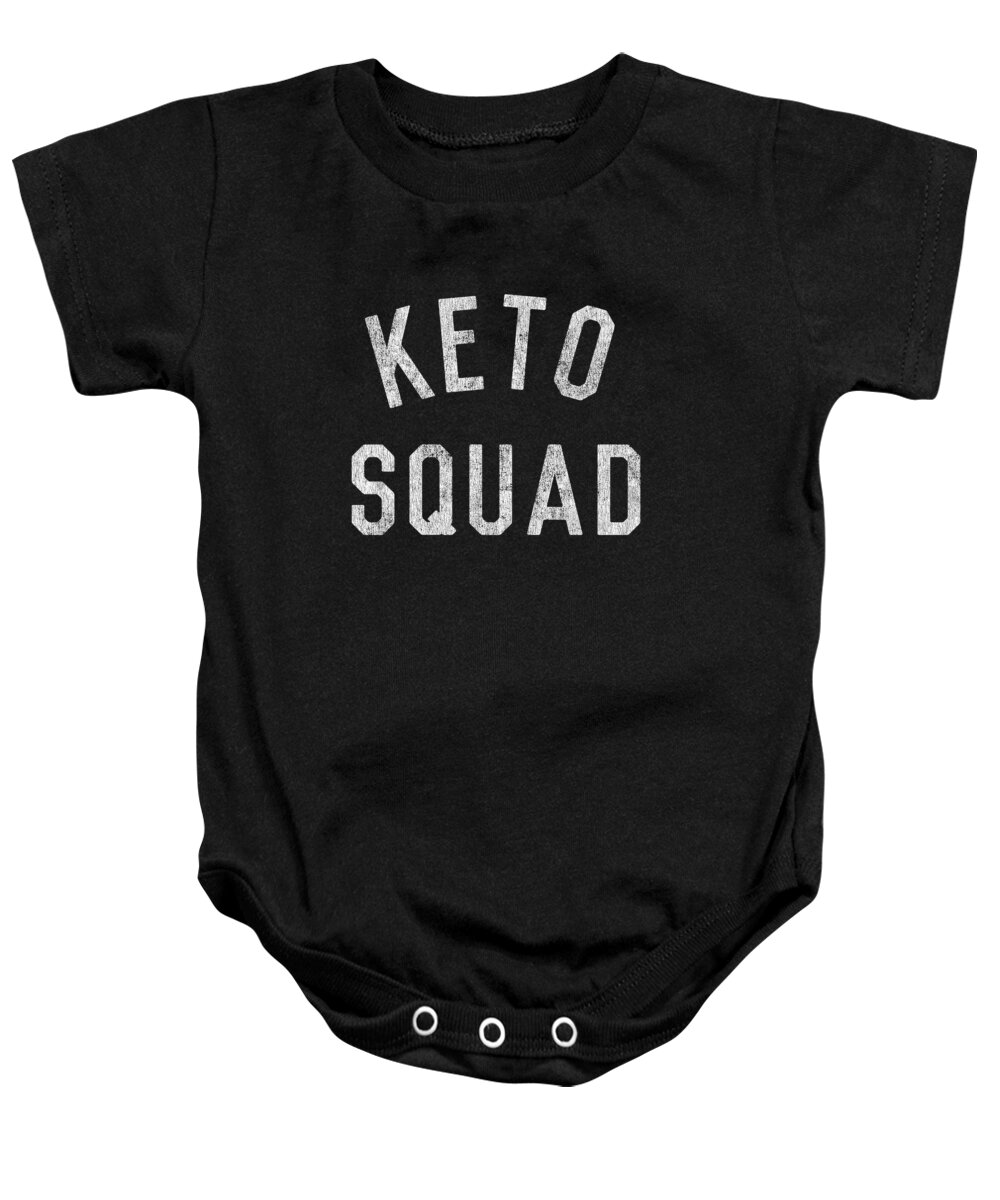 Funny Baby Onesie featuring the digital art Keto Squad by Flippin Sweet Gear
