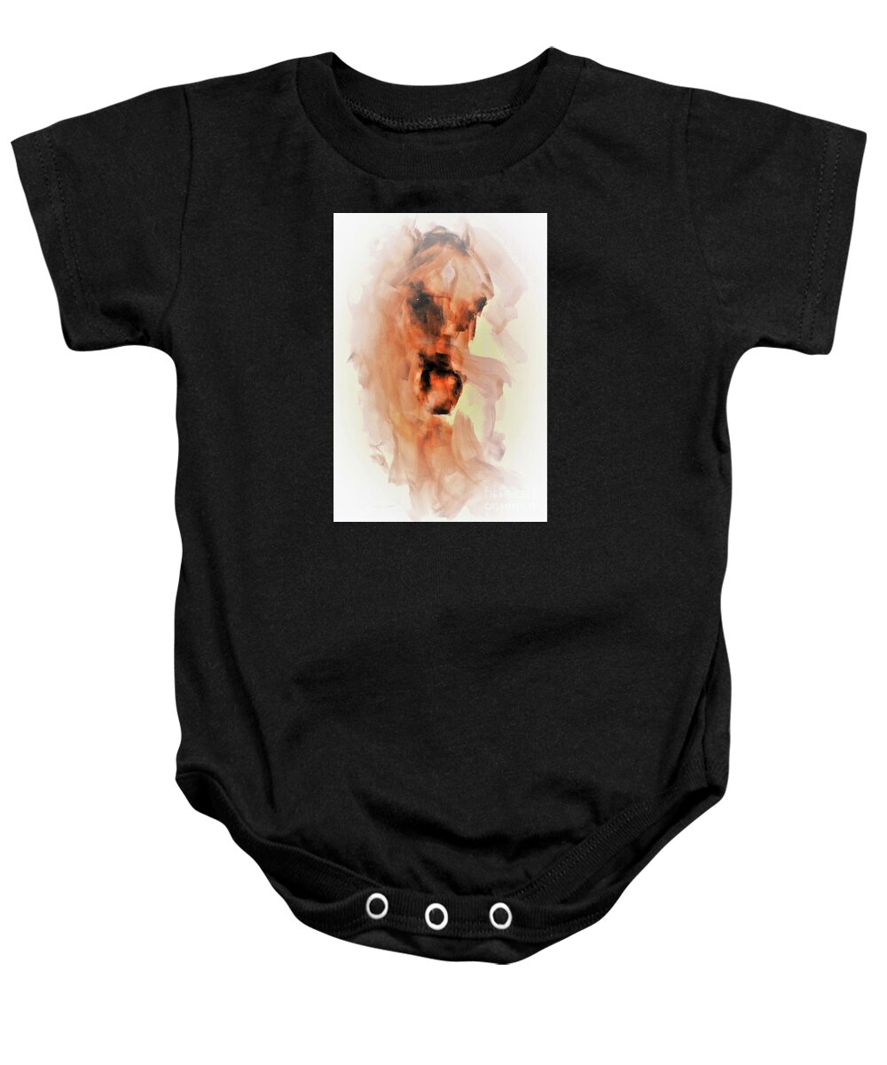 Equestrian Painting Baby Onesie featuring the painting Khan by Janette Lockett