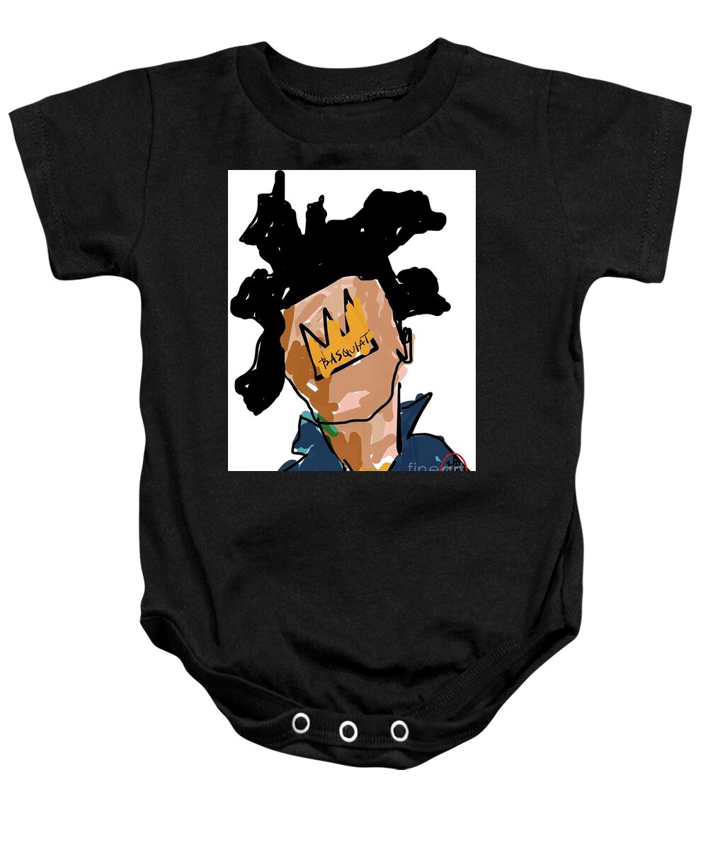  Baby Onesie featuring the painting King Basquiat by Oriel Ceballos