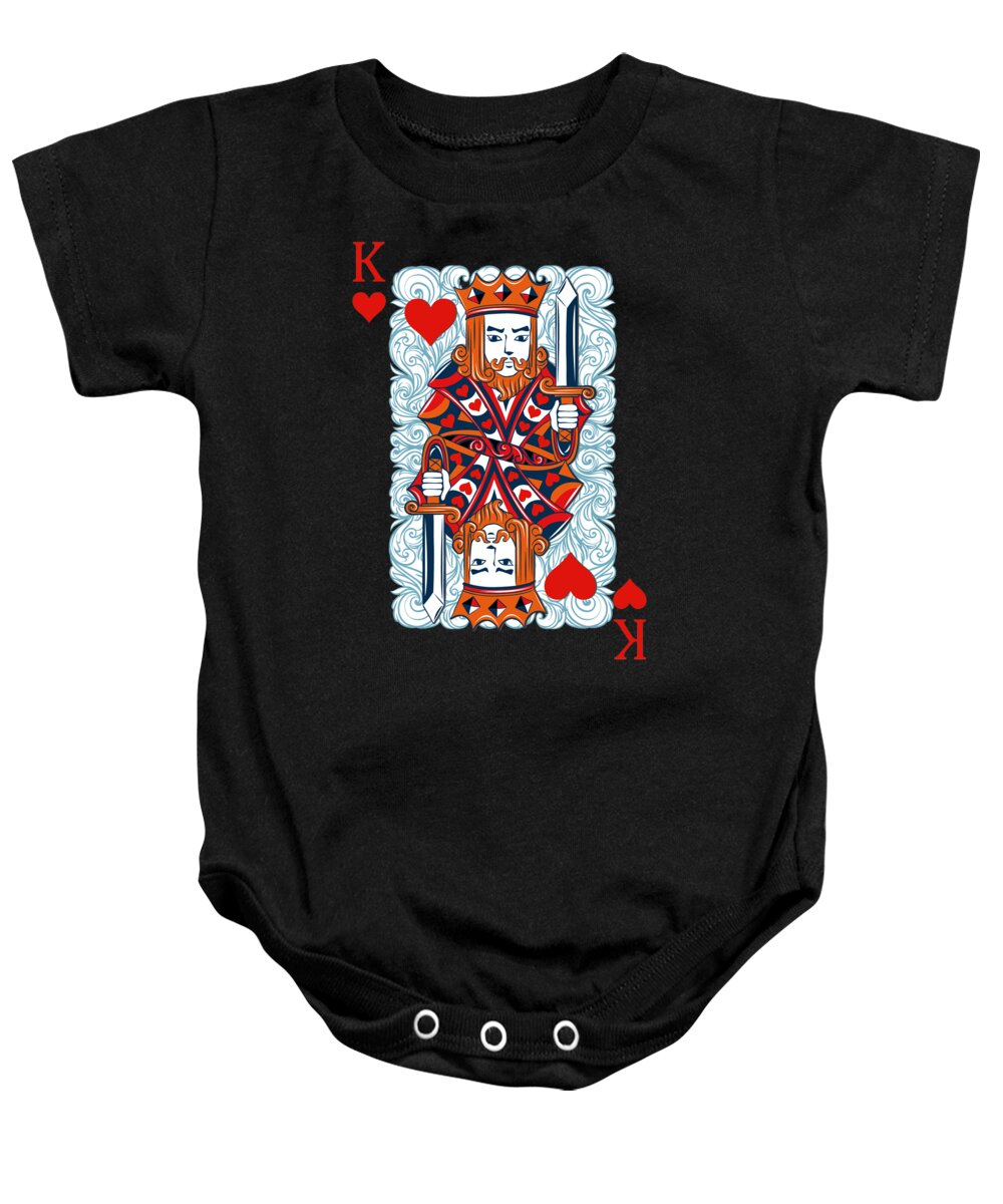 Valentines Day Baby Onesie featuring the digital art King of Hearts by Jacob Zelazny