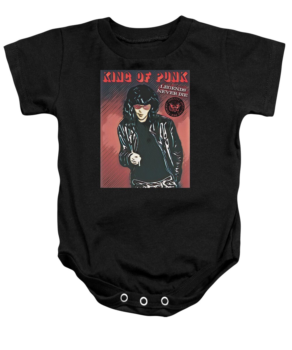 Ramones Baby Onesie featuring the digital art King Of Punk by Christina Rick