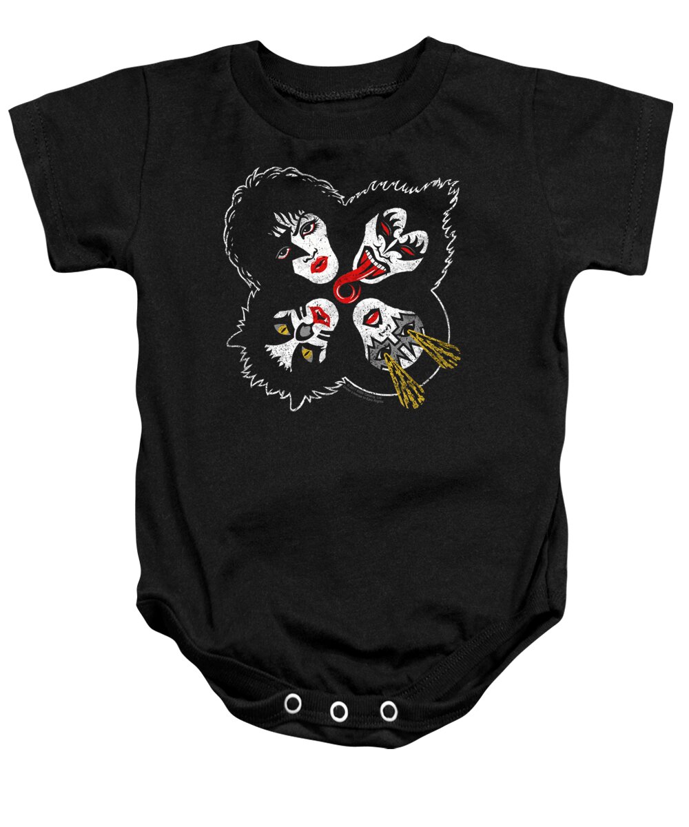 Let Them Fly Baby Onesie featuring the digital art Kiss Metal Rock And Roll Heads by Alwin Spooner