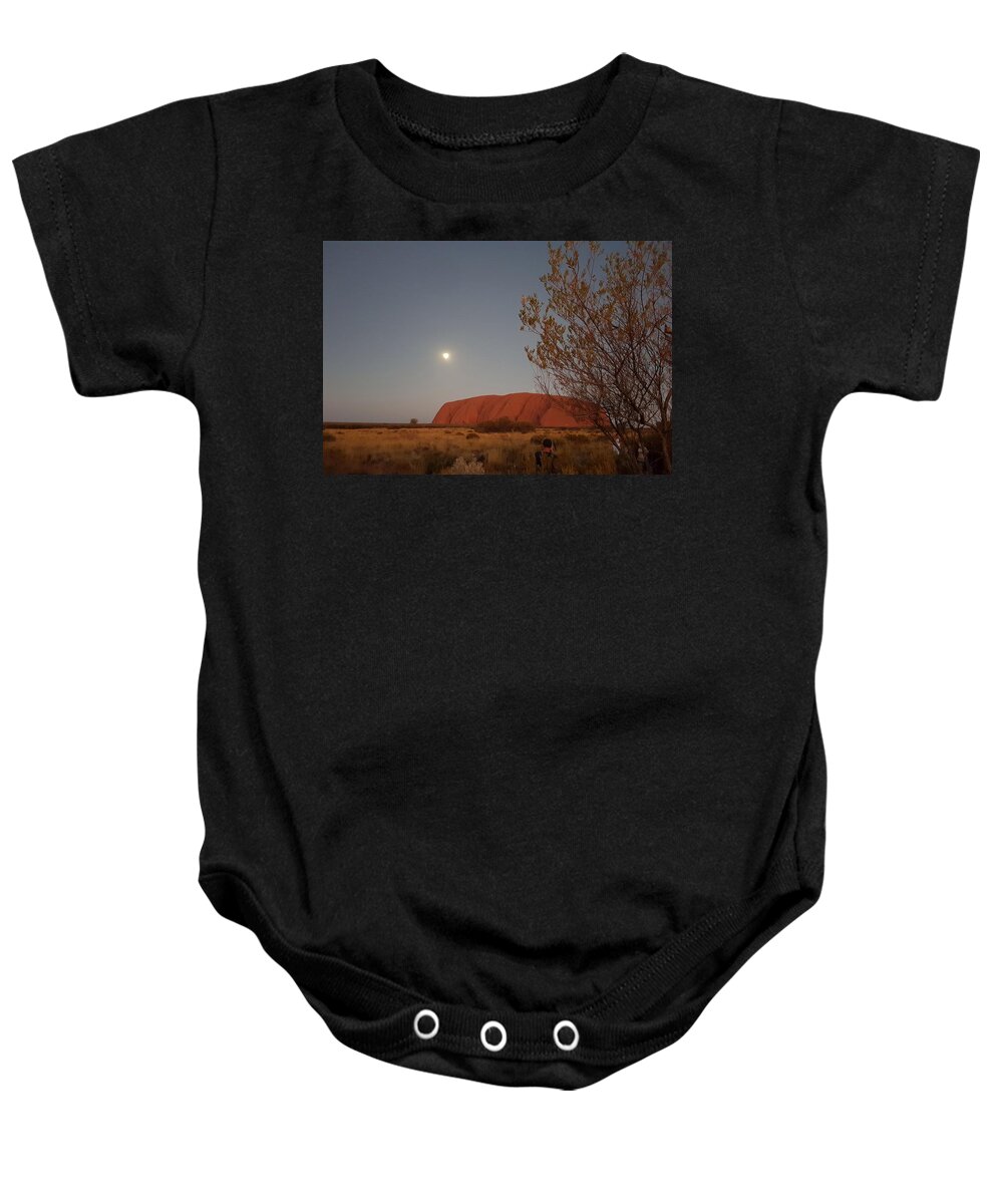 Beautiful; Nature Background; Landscape; Rocks; Cliffs; Rock Pool; Tourism; Travel; Summer; Holidays; Sea; Surf; Uluru Baby Onesie featuring the photograph Last Light at Uluru Rock by Andre Petrov