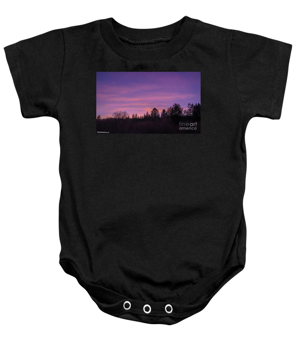 El Dorado National Forest Baby Onesie featuring the photograph last sunset of 2020 at El Dorado National Forest by PROMedias US
