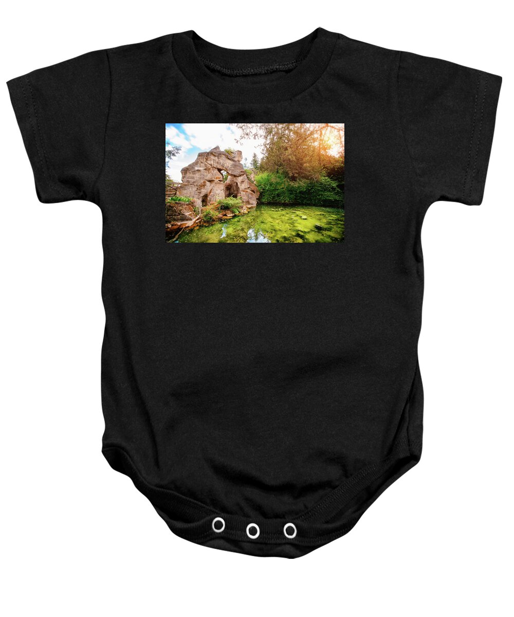 Grand Rocher Baby Onesie featuring the photograph Le Grand Rocher by Iryna Goodall