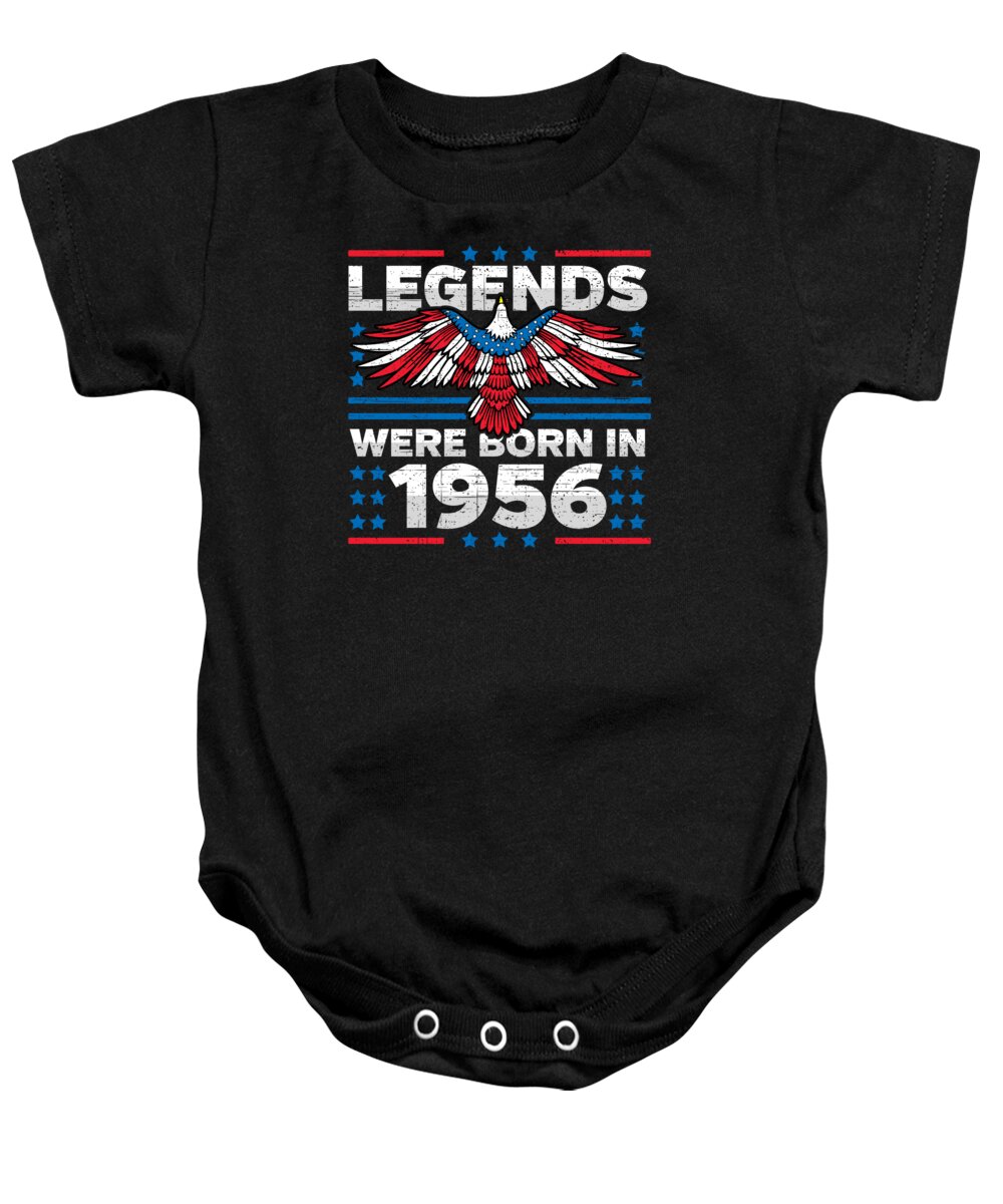 Retro Baby Onesie featuring the digital art Legends Were Born in 1956 Patriotic Birthday by Flippin Sweet Gear