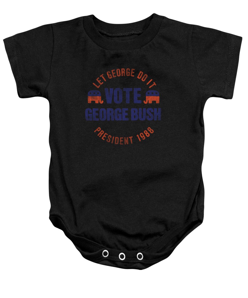 Funny Baby Onesie featuring the digital art Let George Do It 1988 Retro by Flippin Sweet Gear
